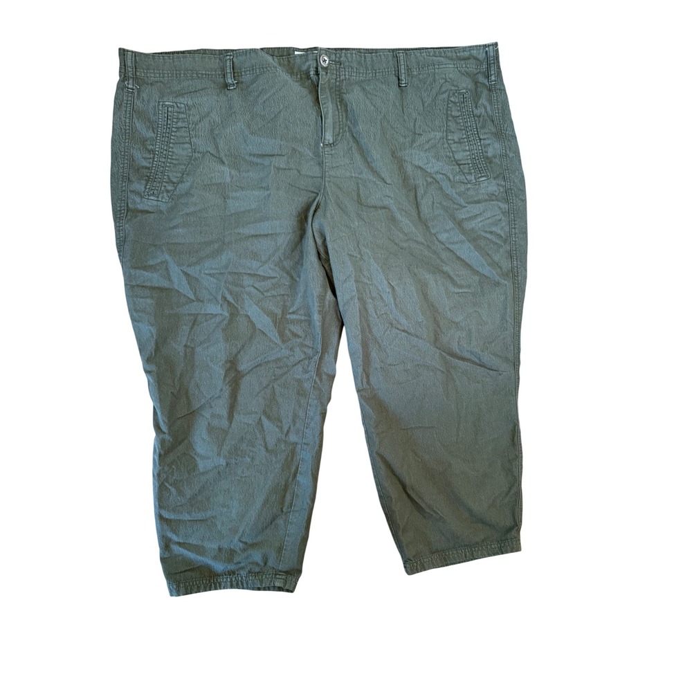 Torrid First At Fit Olive Green Cropped Pants Capris Plus Size 24 Cotton Modal